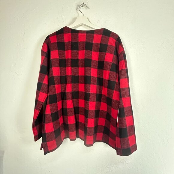 Jill Women’s Buffalo Plaid Top Medium Cotton Blend Long Sleeve Pullover Holidays - Picture 2 of 8